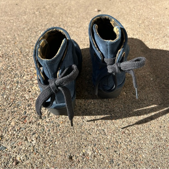 Fly London Blue Suede Wedge Booties - Picture 3 of 13